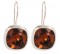 Swarovski Crystal 12mm Cushion Cut Gemstone Earrings in Smoked Topaz