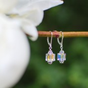 Cube Earrings in Sterling Silver Crystal (Clear)