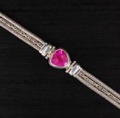 Rose Corrundum Millennium-Cut Chain Bracelet