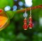 Two Crystal Earrings in 18k Gold Vermeil Fire Opal