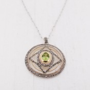 Green Quartz Medallion Necklace