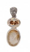 Rutilated Quartz & Swarovski Golden Shadow Pendant