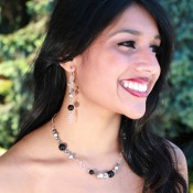 Black Tie Eclectic Necklace, shown with Black Tie Chain Eclectic Earrings