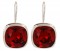 Swarovski Crystal 12mm Cushion Cut Gemstone Earrings in Siam (Red)