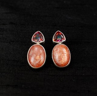 Azotic Topaz & Sunstone Post Earrings