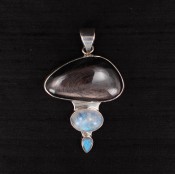 Rainbow Obsidian, Moonstone & Labradorite Pendant