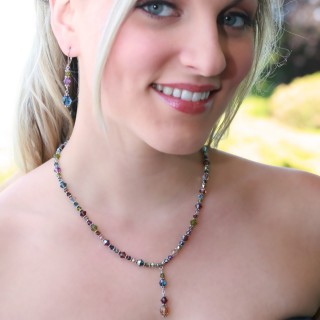 Earth Crystal Drop Necklace, shown with Crystal Dangles in Earth Sterling Silver.