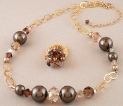 Sandy Beach Eclectic Necklace shown with the Cluster Ring in Sandy Beach.