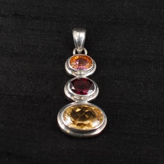 Citrine, Garnet & Twilight Topaz Pendant