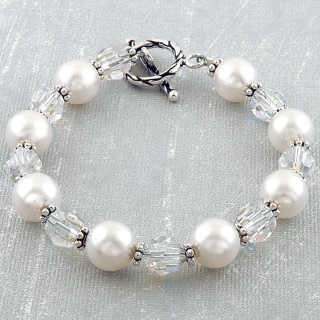Pearl & Clear Bracelet in Sterling Silver