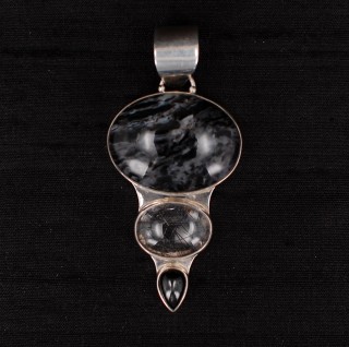 Agate, Onyx & Rutilated Quartz Pendant