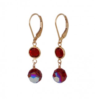 Channel Set Earrings in Gold Siam (Red)