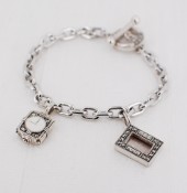 Charm Bracelet with Clock & Frame Charm