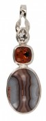 Botswana Agate, Swarovski Smoked Topaz & Silver Shade Pendant