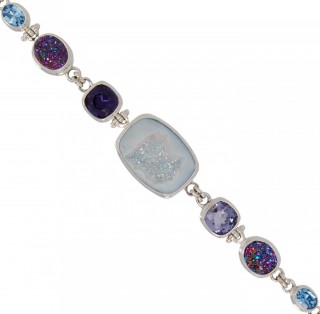 Wisteria Drusy & Swarovski Crystal Bracelet
