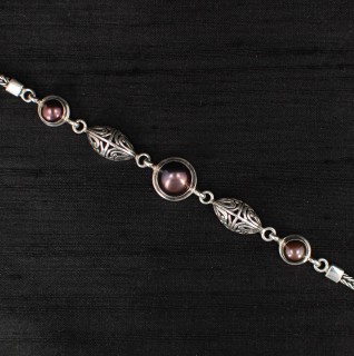 Blue Pearl & Silver Chain Bracelet