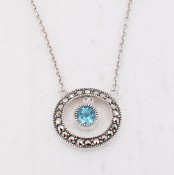 Blue Quartz & Marcasite Necklace