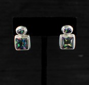 Mystic Topaz Princess & Oval Post Earrings