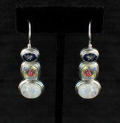 Moonstone, Mercury Quartz & Azotic Blue Topaz Earrings