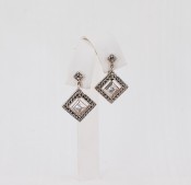 Princess Cubic Zirconia & Marcasite Earrings