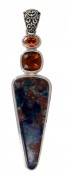 Azurite, Swarovski Smoked Topaz & Crystal Copper Pendant