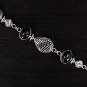 Onyx, Drusy & White Topaz Bracelet
