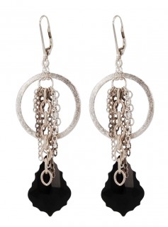 Baroque Chain Earrings in Jet (Black) Sterling Silver