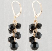 Crystal Cluster Earrings in 18k Gold Vermeil Jet (Black)