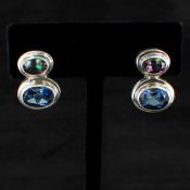 Mystic & Blue Passion Topaz Oval Post Earrings