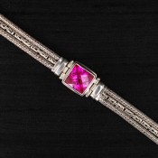 Rose Corrundum Square Chain Bracelet