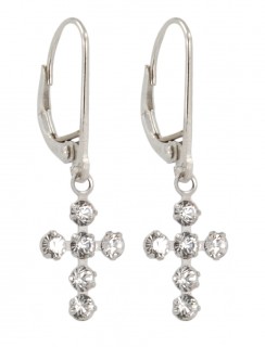 Swarovski Crystal Cross Earrings in Sterling Silver