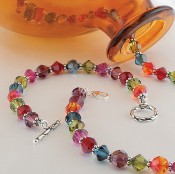 Classic Bracelet shown in Sterling Silver Dark Multi. Shown with the Classic Necklace in Dark Multi.