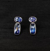 Neptune Topaz Baguette & Oval Post Earrings
