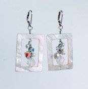 White Shell Cluster Earrings