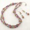 Crystal Dangle Earrings in Sterling Silver Soleil. Shown with Double Necklace in Sterling Silver Soleil.