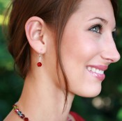 Single Crystal Earrings in Sterling Silver Siam (Red)