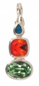 Swarovski Peridot, Fire Opal & Caribbean Blue Opal Pendant