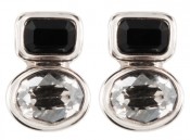 Swarovski Jet & Silver Shade Post Earrings