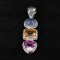 Azotic Topaz, Moonstone & Raspberry Quartz Pendant
