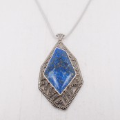 Lapis & Marcasite Pendant Necklace