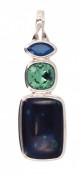 Azurite & Swarovski Erinite & Sky Blue Opal Pendant