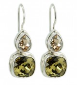 Swarovski Golden Shadow & Khaki Crystal Earrings