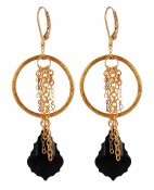 Baroque Chain Earrings in Jet (Black) 18k Gold Vermeil