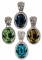 Swarovski Crystal Oval Gemstone Pendant (clockwise) in Montana, Khaki, Indicolite, Peridot