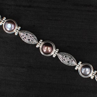 Blue Pearl & Silver Bracelet