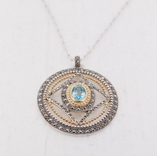 Blue Quartz Medallion Necklace
