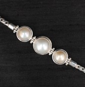 Three White Pearl Bracelet