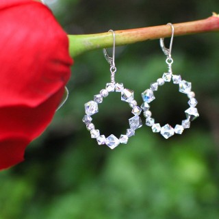 Crystal Loop Earrings in Sterling Silver