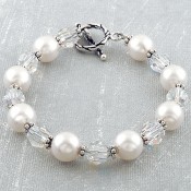 Pearl & Clear Bracelet in Sterling Silver