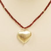 Gemstone Chain Heart Necklace (assorted colors)